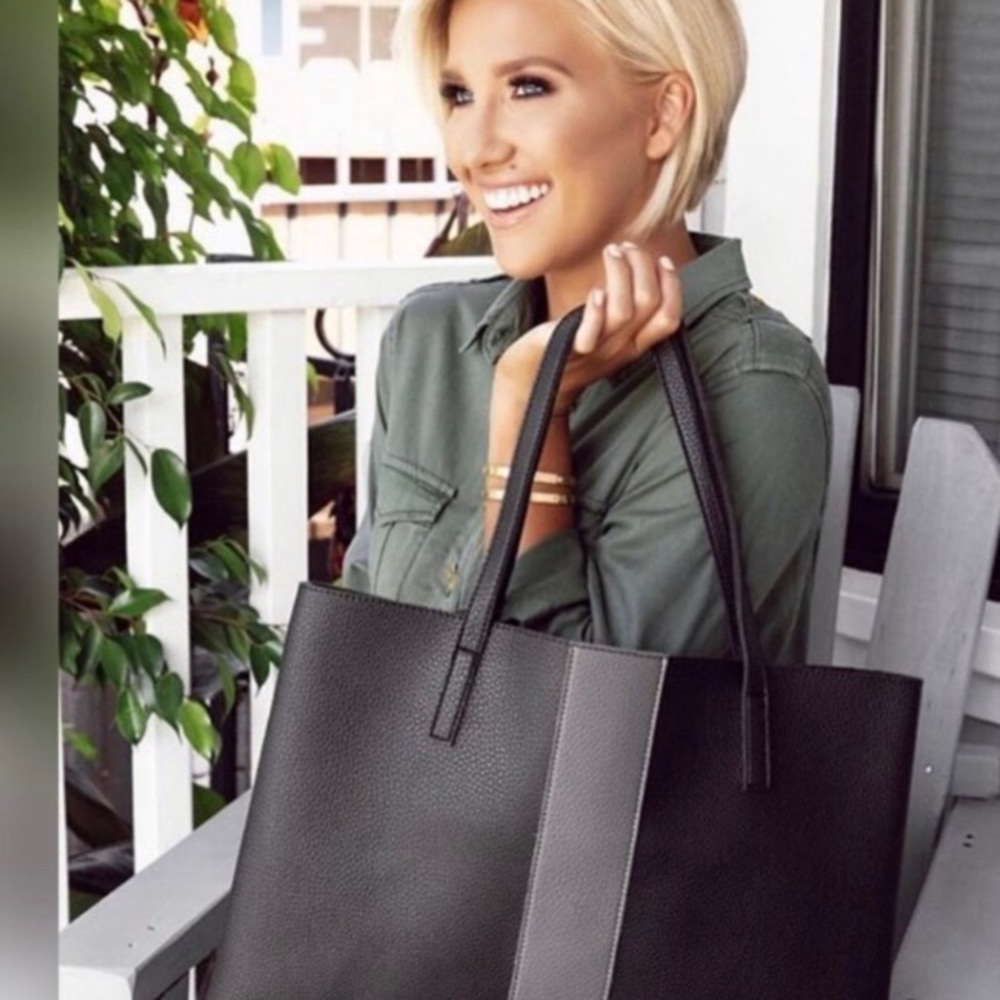 Vince Camuto Vegan Leather Luck Tote black/gray